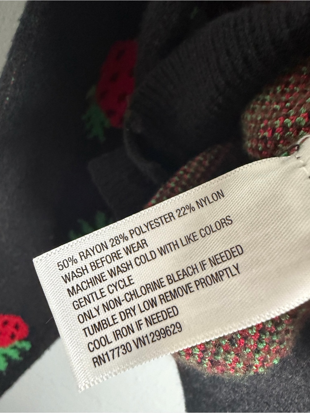art class Black Cardigan with Red Strawberry Motif - Picture 6 of 6